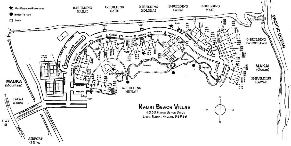 Kauai Beach Villas Unit Map